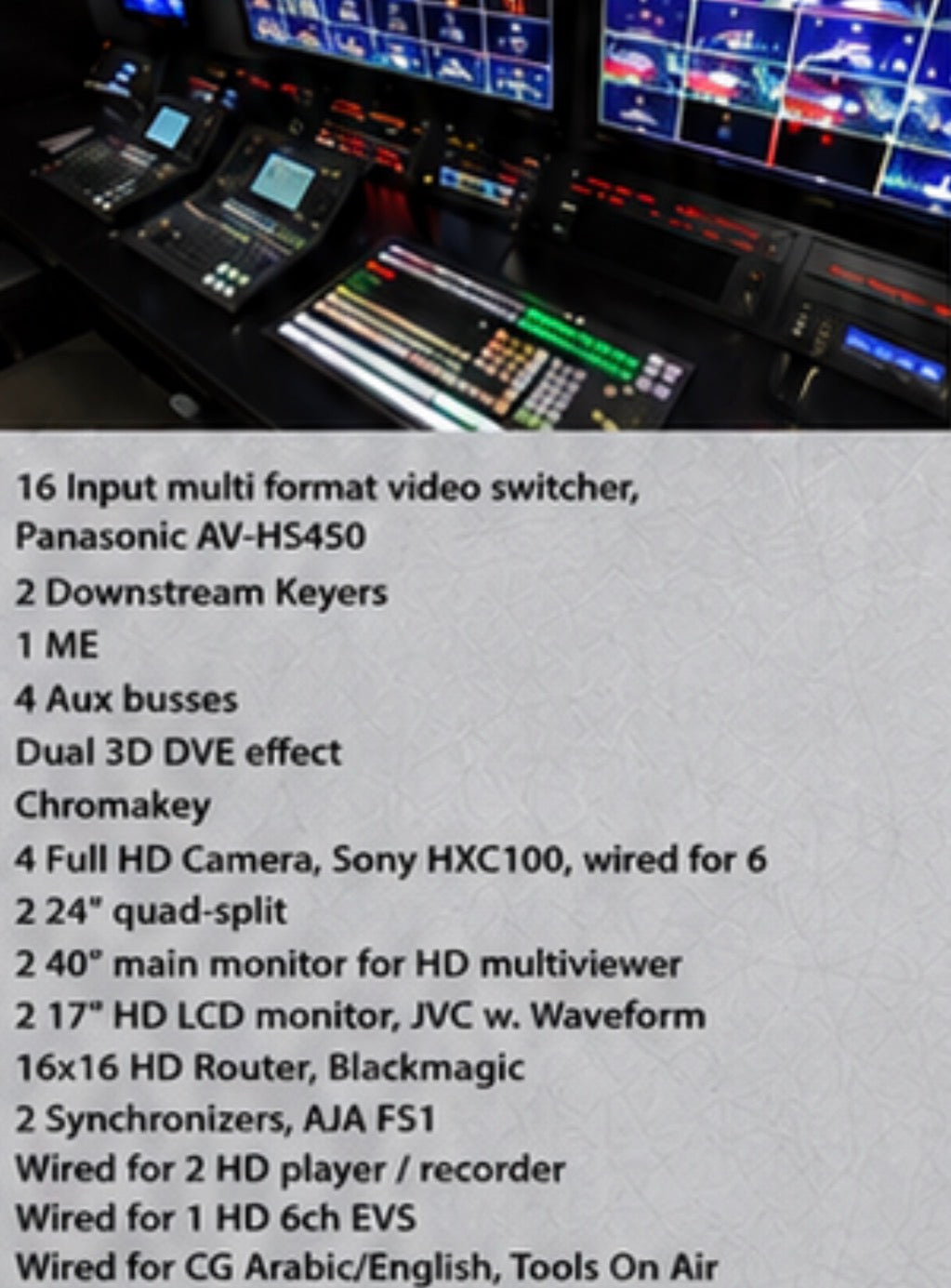 HD OB Van for 6 cameras